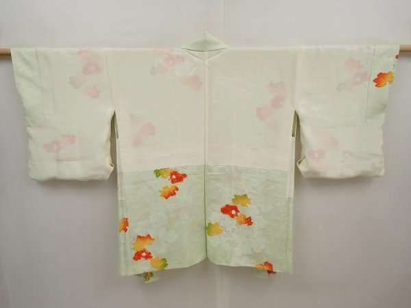 Photo7: 6514T10z590 Vintage Japanese Kimono Silk HAORI Ivy Soft green (7)