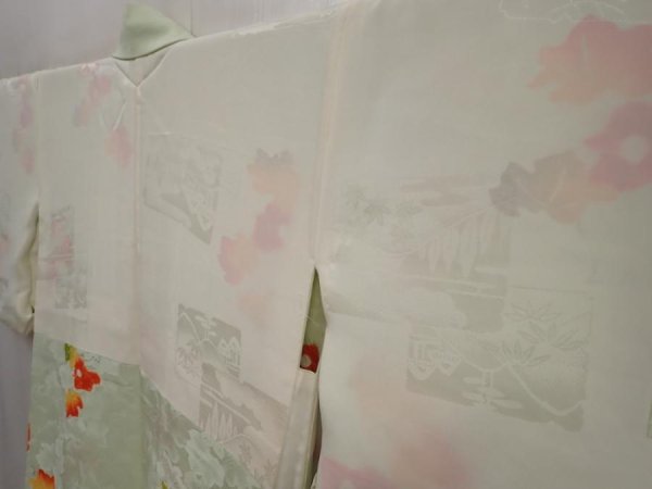 Photo8: 6514T10z590 Vintage Japanese Kimono Silk HAORI Ivy Soft green (8)