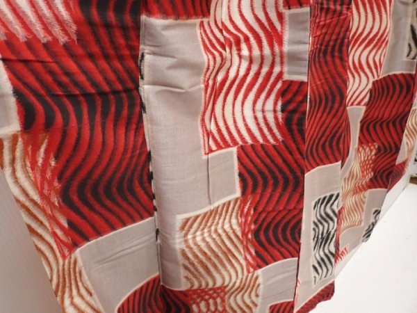 Photo3: 6514T11z630 Vintage Japanese Kimono Silk TSUMUGI  Dark red  Light gray (3)
