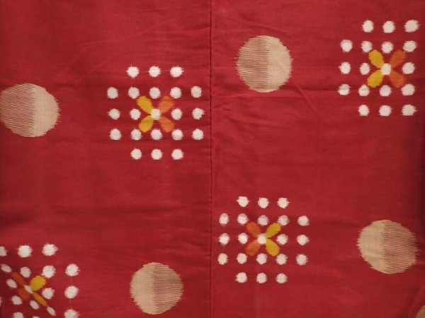 Photo5: 6514T12z750 Vintage Japanese Kimono Silk MEISEN KOMON  Dark red (5)