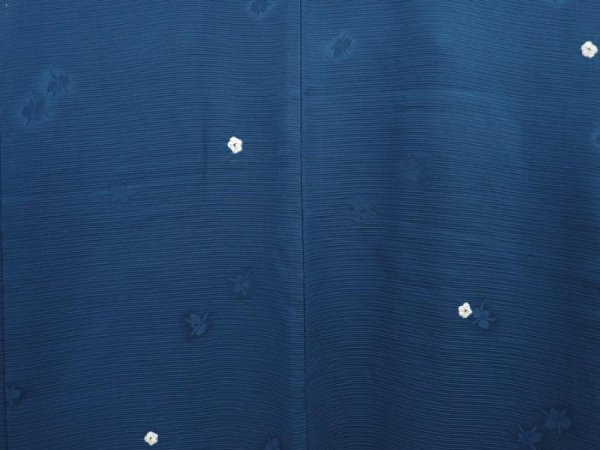 Photo3: 6515T11z500 Vintage Japanese Kimono Silk HAORI Flower Dull blue (3)