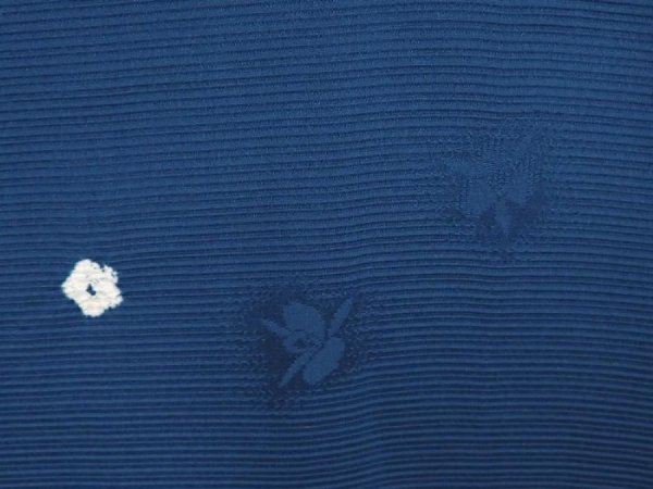Photo4: 6515T11z500 Vintage Japanese Kimono Silk HAORI Flower Dull blue (4)