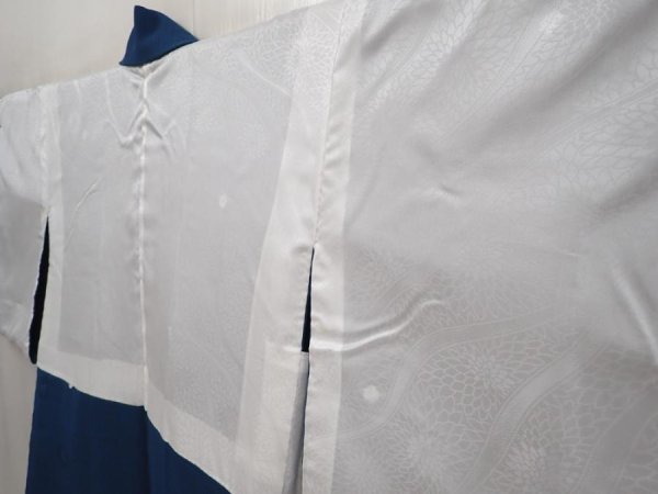 Photo7: 6515T11z500 Vintage Japanese Kimono Silk HAORI Flower Dull blue (7)