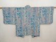 Photo1: 6515T02z550 Vintage Japanese Kimono Silk HAORI Flowers Dull sea blue (1)