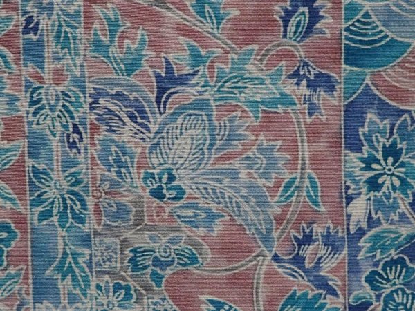Photo4: 6515T02z550 Vintage Japanese Kimono Silk HAORI Flowers Dull sea blue (4)