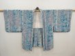 Photo5: 6515T02z550 Vintage Japanese Kimono Silk HAORI Flowers Dull sea blue (5)