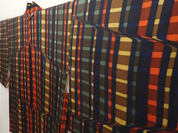 Photo2: 6515T03z580 Vintage Japanese Kimono Silk HAORI  Dark navy (2)