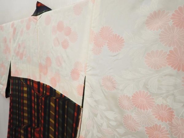 Photo7: 6515T03z580 Vintage Japanese Kimono Silk HAORI  Dark navy (7)