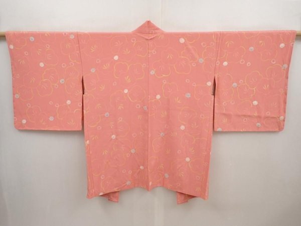 Photo1: 6515T05z600  Japanese Kimono Silk HAORI Plum blossom Pink (1)