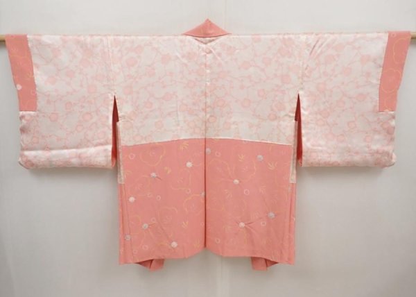 Photo6: 6515T05z600  Japanese Kimono Silk HAORI Plum blossom Pink (6)