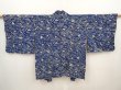 Photo1: 6515T06z480 Vintage Japanese Kimono Crepe Silk HAORI  Dark blue (1)