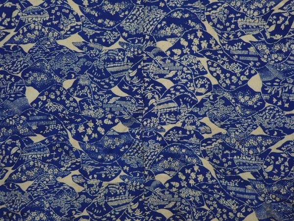 Photo3: 6515T06z480 Vintage Japanese Kimono Crepe Silk HAORI  Dark blue (3)