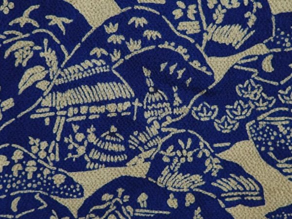 Photo4: 6515T06z480 Vintage Japanese Kimono Crepe Silk HAORI  Dark blue (4)