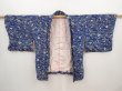 Photo5: 6515T06z480 Vintage Japanese Kimono Crepe Silk HAORI  Dark blue (5)