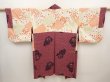 Photo6: 6515T08z590 Vintage Japanese Kimono Cotton HAORI Rose Wine red (6)