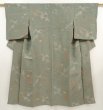 Photo1: 6515T12z1060 Vintage Japanese Kimono Silk KOMON Bird Sage green (1)