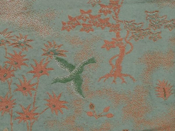 Photo6: 6515T12z1060 Vintage Japanese Kimono Silk KOMON Bird Sage green (6)