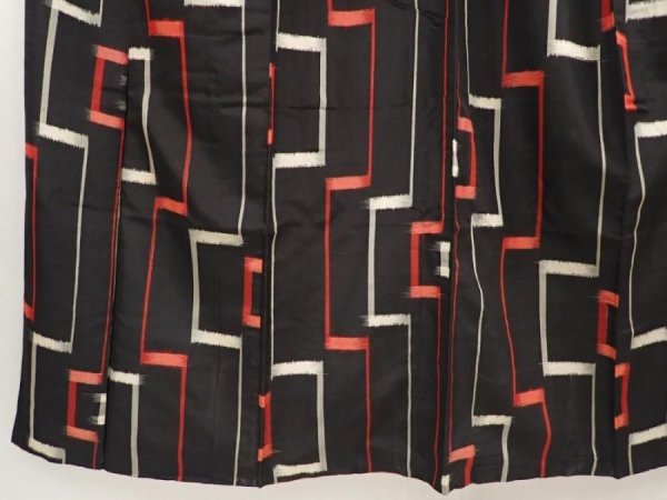 Photo4: 6515T13z740 Vintage Japanese Kimono Silk MEISEN KOMON  Black (4)