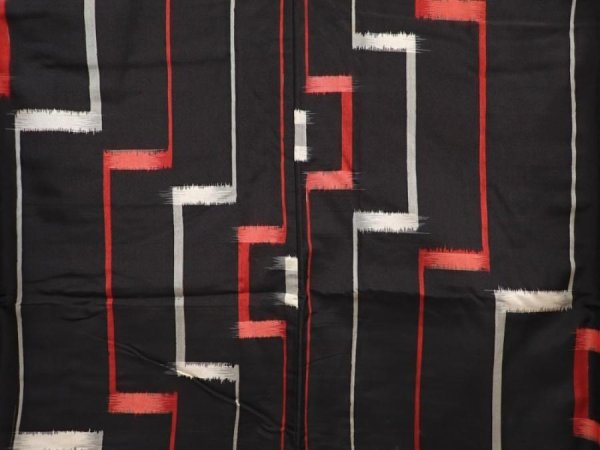 Photo5: 6515T13z740 Vintage Japanese Kimono Silk MEISEN KOMON  Black (5)