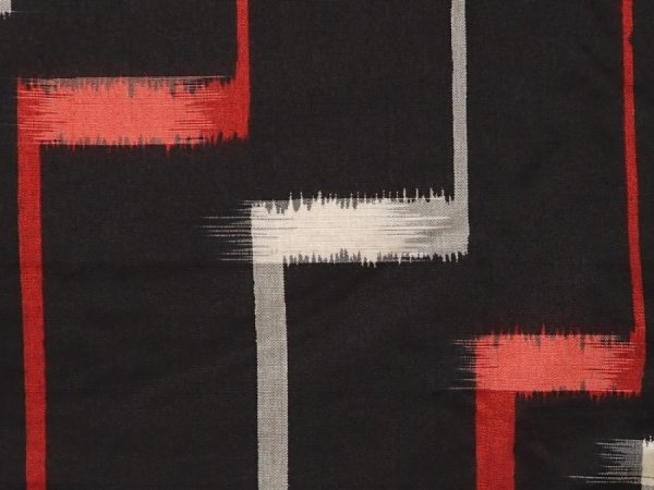 Photo6: 6515T13z740 Vintage Japanese Kimono Silk MEISEN KOMON  Black (6)
