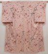 Photo1: 6515T14z700 Vintage Japanese Kimono Silk KOMON Plum blossom Pink (1)