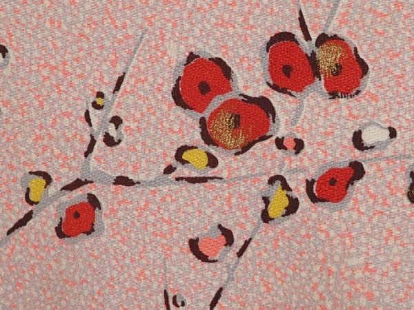 Photo6: 6515T14z700 Vintage Japanese Kimono Silk KOMON Plum blossom Pink (6)