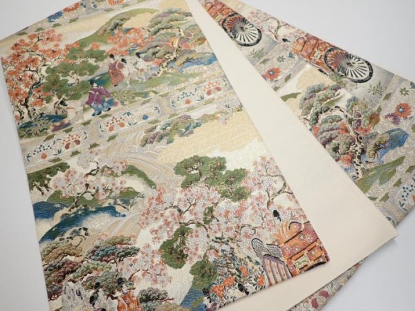 Photo1: 6518i01z830  Japanese Kimono Silk FUKURO OBI Heian noble  174.8x12.2 (1)