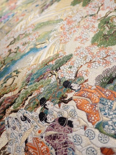 Photo2: 6518i01z830  Japanese Kimono Silk FUKURO OBI Heian noble  174.8x12.2 (2)