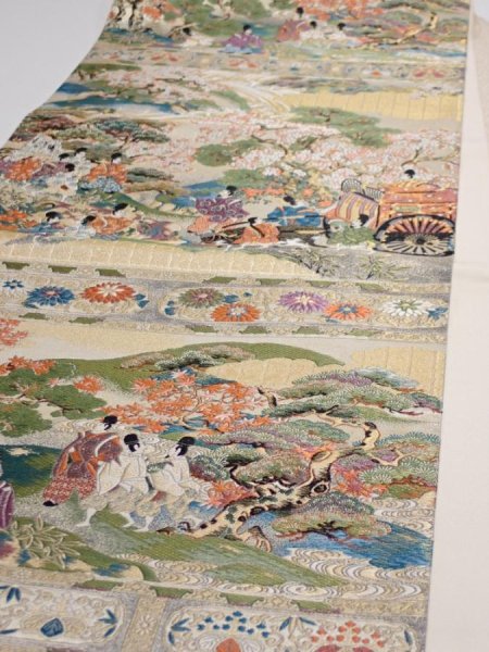 Photo5: 6518i01z830  Japanese Kimono Silk FUKURO OBI Heian noble  174.8x12.2 (5)