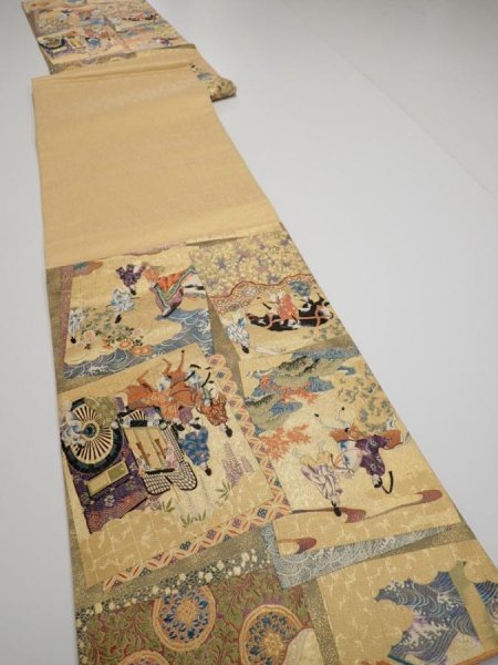 Photo7: 6518i02z940  Japanese Kimono Silk FUKURO OBI Heian noble Gold 171.7x12.2 (7)
