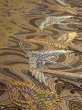 Photo2: 6518i04z830  Japanese Kimono Silk FUKURO OBI Flying crane Gold 168.5x12.2 (2)