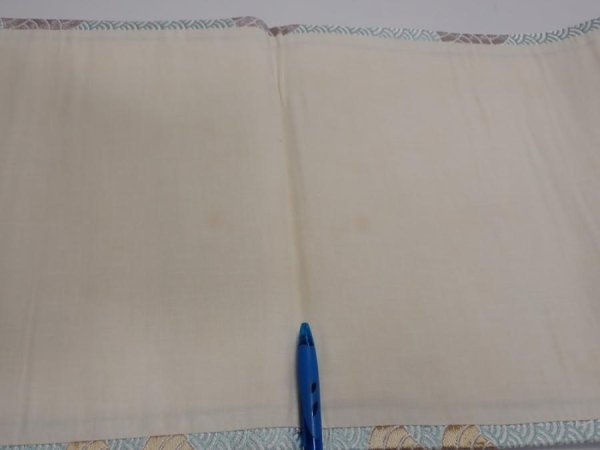Photo9: 6518i05z1080  Japanese Kimono Silk FUKURO OBI Seigaiha Light blue 160.6x11.8 (9)