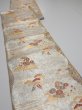 Photo6: 6518i08z600  Japanese Kimono Silk FUKURO OBI Flower Silver 171.7x12.2 (6)