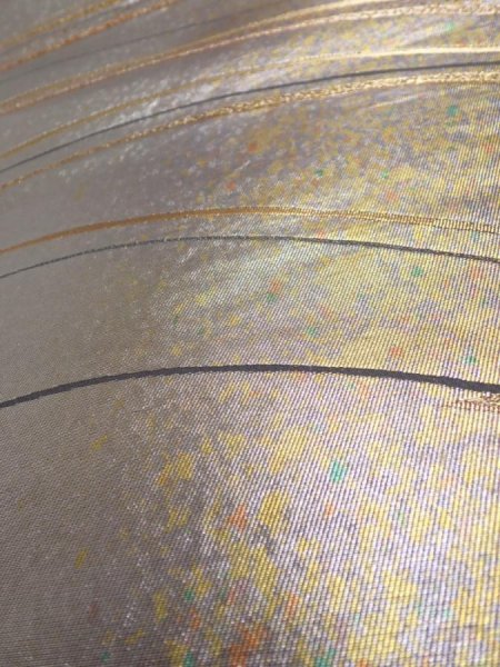 Photo2: 6518i09z820  Japanese Kimono Silk FUKURO OBI  Silver 171.7x12.2 (2)