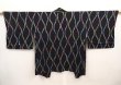 Photo1: 6518T01z600 Vintage Japanese Kimono Silk HAORI Tatewaku Black (1)