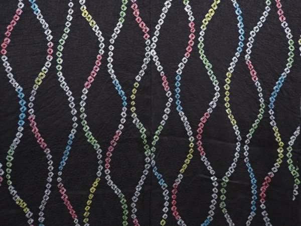 Photo3: 6518T01z600 Vintage Japanese Kimono Silk HAORI Tatewaku Black (3)