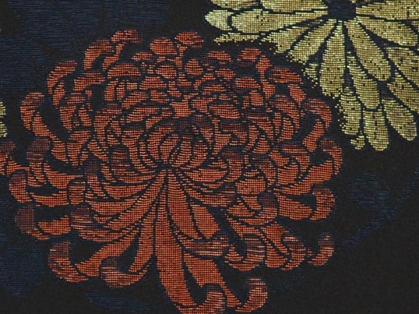 Photo4: 6518T02z540 Vintage Japanese Kimono Silk HAORI Chrysanthemum Black (4)