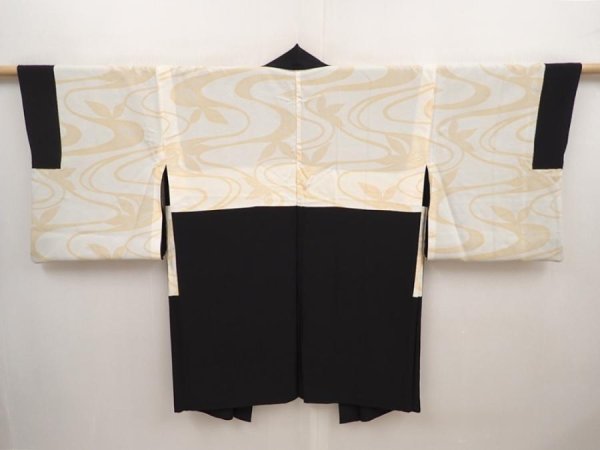 Photo6: 6518T02z540 Vintage Japanese Kimono Silk HAORI Chrysanthemum Black (6)