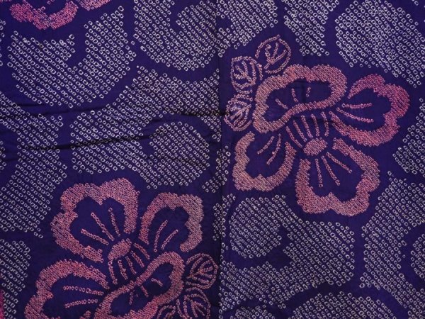 Photo3: 6518T03z370 Antique Japanese Kimono Silk SHIBORI HAORI Camellia 	Dark lavender (3)