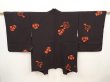 Photo1: 6518T04z630 Vintage Japanese Kimono Silk HAORI Flower Lamp black (1)
