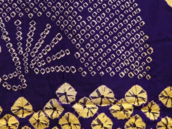 Photo4: 6518T05z410 Antique Japanese Kimono Silk SHIBORI HAORI Dark lavender (4)