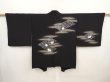 Photo1: 6518T08z550 Vintage Japanese Kimono Silk HAORI Flowers Black (1)