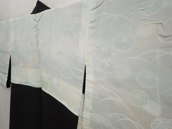 Photo7: 6518T08z550 Vintage Japanese Kimono Silk HAORI Flowers Black (7)