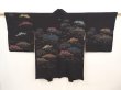 Photo1: 6518T09z620 Vintage Japanese Kimono Silk HAORI Wave Black (1)
