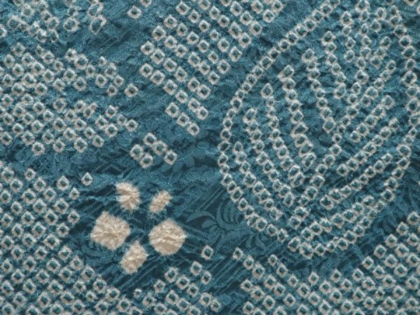 Photo4: 6518T10z490 Vintage Japanese Kimono Silk SHIBORI HAORI Flower Water blue (4)