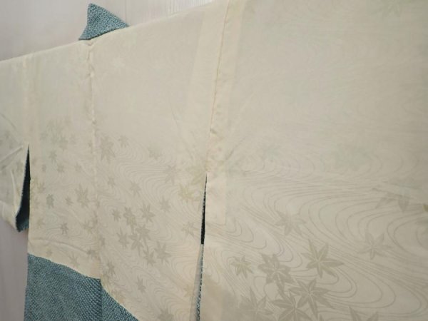 Photo7: 6518T10z490 Vintage Japanese Kimono Silk SHIBORI HAORI Flower Water blue (7)