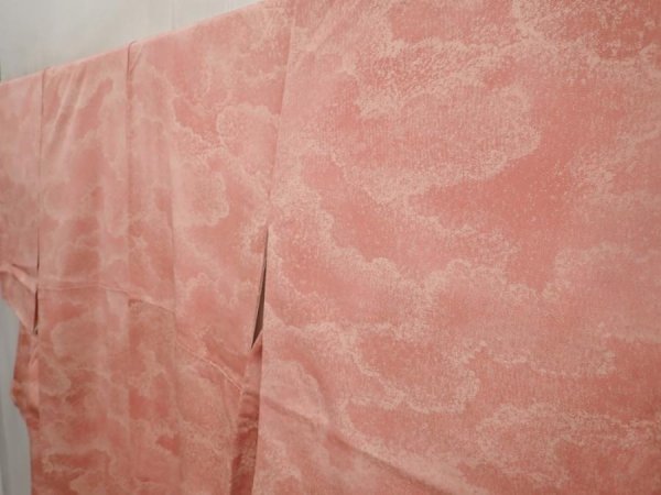 Photo2: 6518T11z850 Vintage Japanese Kimono Silk KOMON Cloud Coral pink (2)