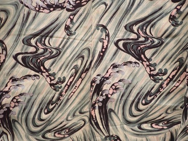 Photo5: 6518T12z680 Vintage Japanese Kimono Silk KOMON Wave Sand beige (5)