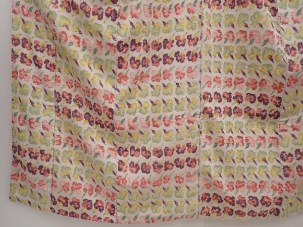 Photo4: 6518T13z940 Vintage Japanese Kimono Silk KOMON Flower Sand beige (4)