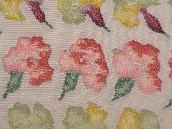 Photo6: 6518T13z940 Vintage Japanese Kimono Silk KOMON Flower Sand beige (6)